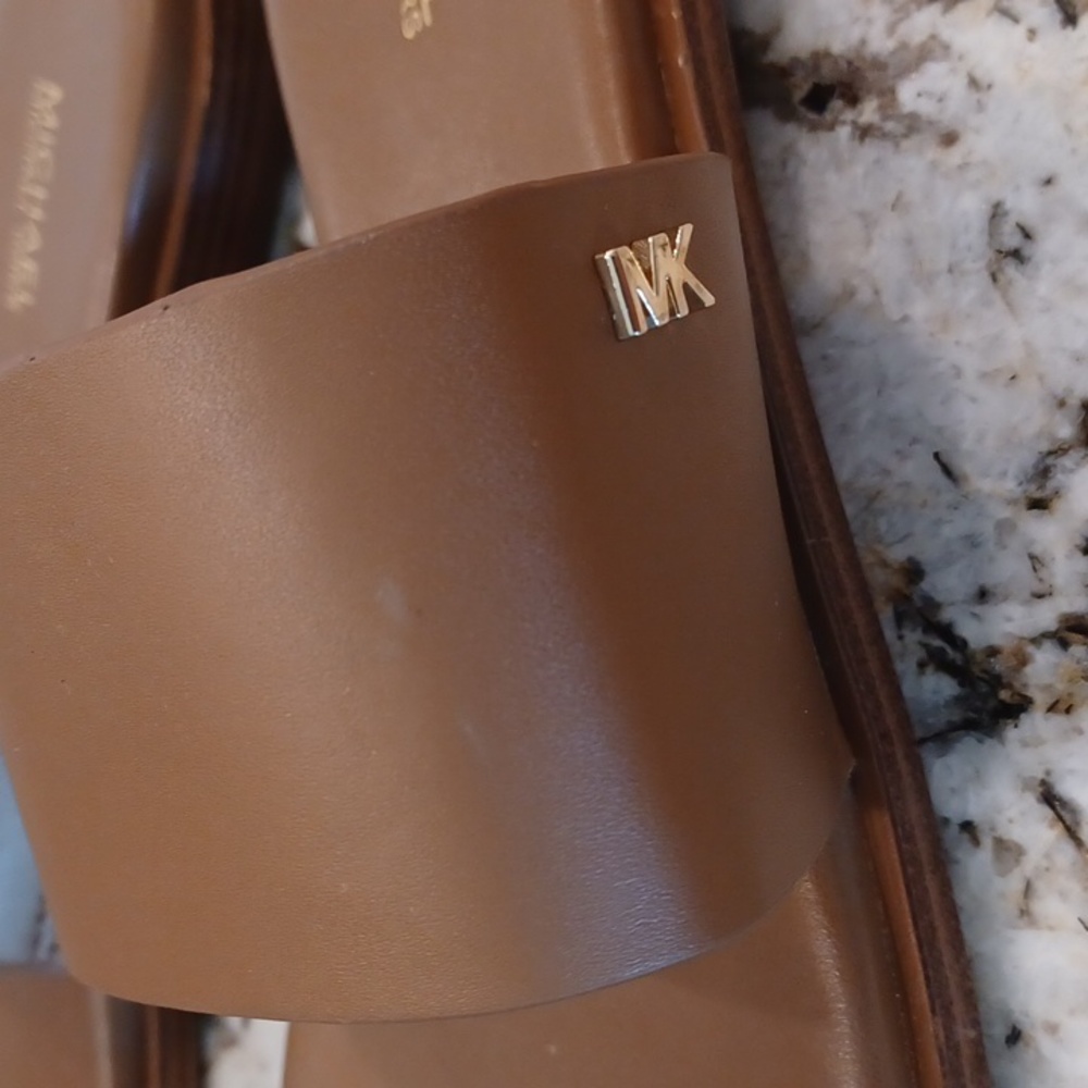 Michael Kors Augustv MK Logo Leather Flat Toe Strap Sandals SZ 11 New - Picture 12 of 14